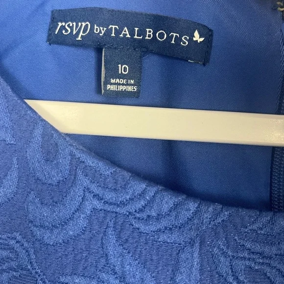 RSVP By Talbots Scalloped Jacquard Dress 10 Royal Blue Wedding Guest Party - Picture 2 of 4